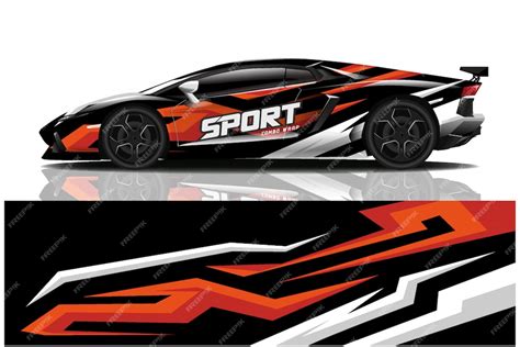 наклейка на спортивный автомобиль, ливрея автомобиля | Премиум вектор