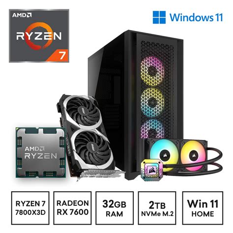 Gaming Express AMD R7 7800X3d RX 7600 2TB NVMe & 32GB DDR5 B650 Windows ...