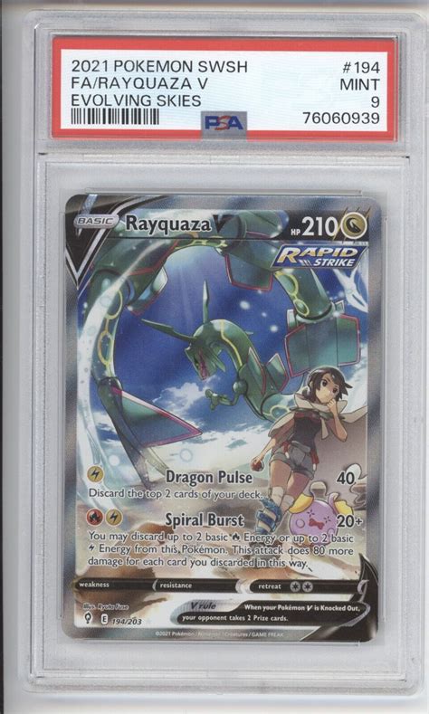 Pokemon Rayquaza V Alt Art Evolving Skies Psa Values Mavin