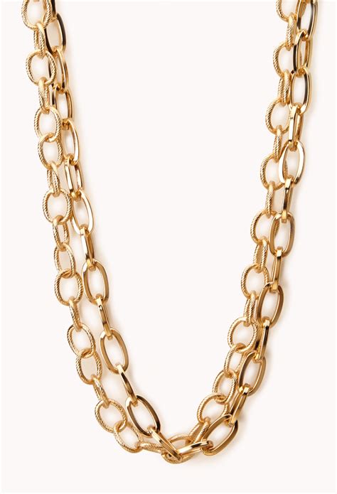 Lyst Forever 21 Classic Layered Rolo Necklace In Metallic