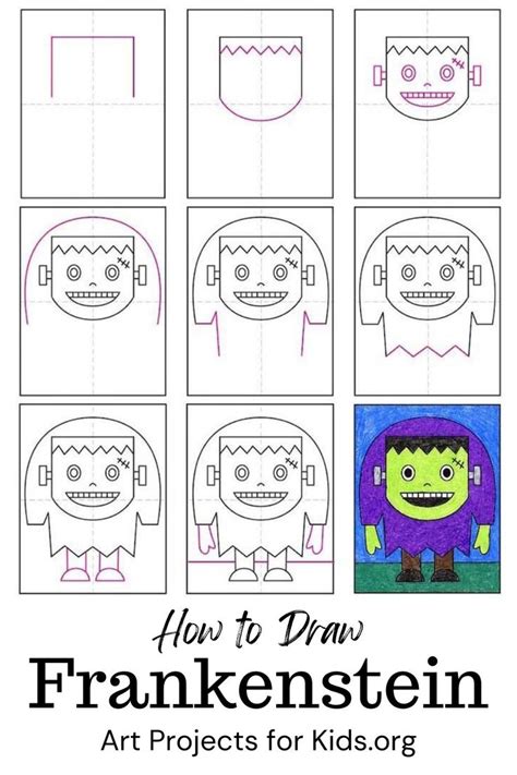 How To Draw An Easy Frankenstein Tutorial And Frankenstein Coloring