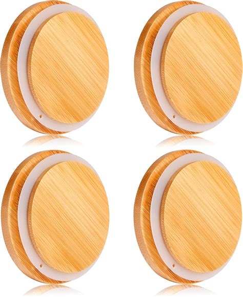 Bamboo Mason Jar Lids Wide Mouth Ball Wooden Lids Storage Canning Jar