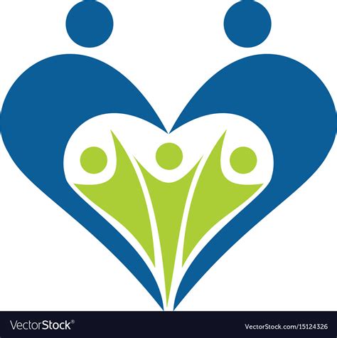 Heart shape family logo design Royalty Free Vector Image