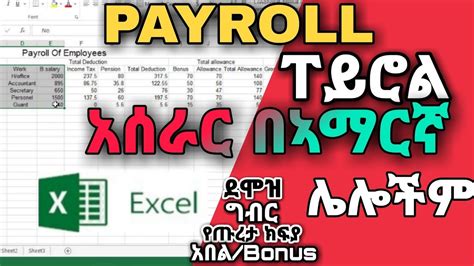 Payrollደሞዝአሰራር በኣማርኛpayroll System On Ms Excelfull Amharic Tutorial