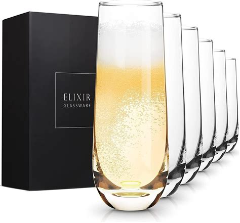 Elixir Glassware Stemless Champagne Flutes Crystal Glass Flutes Hand