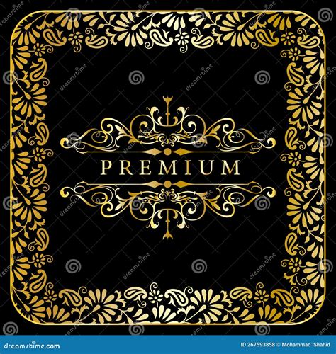 Vintage Set Of Vector Square Elements Different Golden Elements For