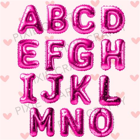 Hot Pink Foil Balloon Alphabet Clipart Valentine Foil Balloon