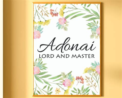 Adonai Wall Art Printable Names of God With Meaning Poster - Etsy