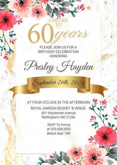 60th Birthday Invitation Templates Free