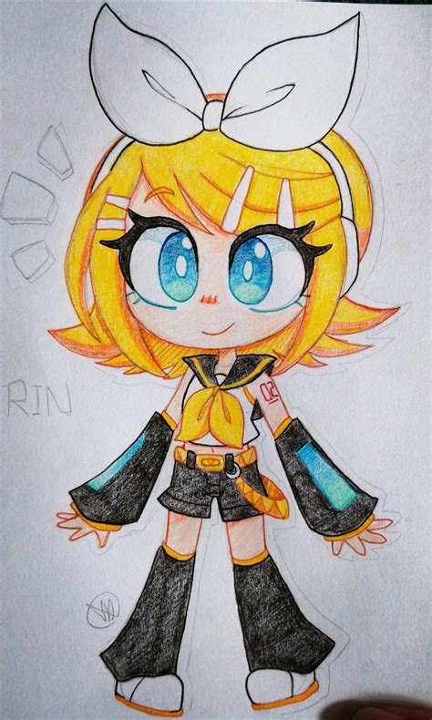 Rin Kagamine Traditional Colored Sketch By Lillmae On Deviantart