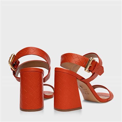 Sand Lia Salto Flare Couro Orange