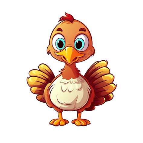 Thanksgiving Cute Turkey Character Vector Cartoon Funny Bird Isolated