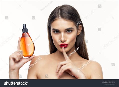 Beautiful Brunette Naked Shoulders Bright Makeup Stock Photo Edit Now 1526212076