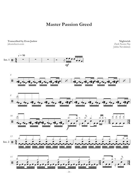 Nightwish Master Passion Greed Drum Sheet Music Jds Nightwish