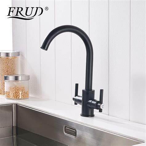 Frud Two Handle Faucet Black Hot And Cold Kitchen Sink Faucet Brass