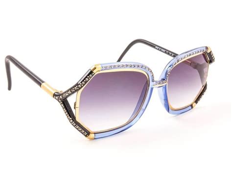 Vintage Ted Lapidus Paris Tl 10 83 Strass Accents And Blue 1970 Sunglasses Sunglasses New