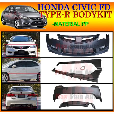 Honda Civic Fd Fd2 Fd2r 06 11 Type R Bodykit Skirt Lip Spoiler Bumper Material Pp Shopee Malaysia