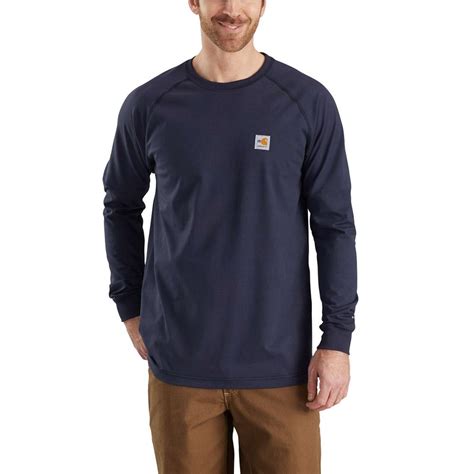 Carhartt FR Force Cotton Relaxed Fir Long Sleeve T Shirt In Navy