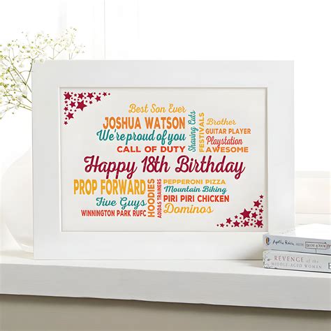 18th Birthday Gifts for Boys | Personalised Wall Art Pictures