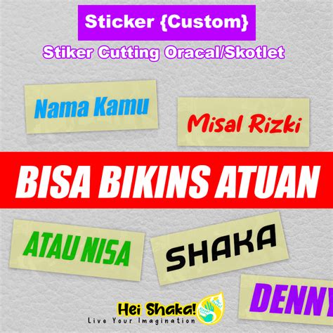 Jual Stiker Cutting Custom Nama Satuan Sticker Bisa Kustom Tulisan