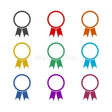 Blank Award Ribbon Color Set Isolated on White Background Stock Vector ...