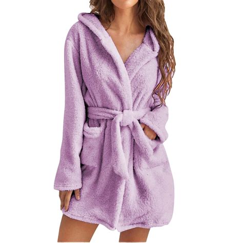 Rydcot Robes For Women Lightweight Bathrobe Hooded Fleece Soft Plush