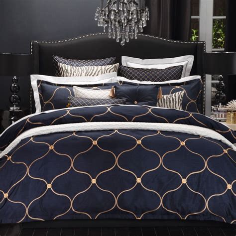 Da Vinci Glamour The Home Bed Linens Luxury Blue And Gold Bedroom