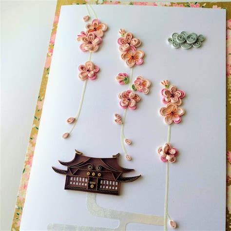 Cherry Blossom Card Sakura Card Japanese Style Card Asian Etsy