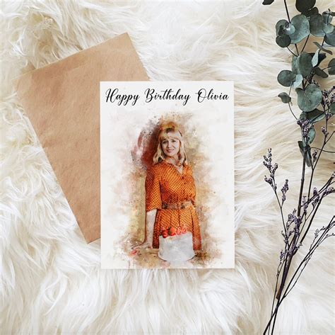 Custom Birthday Greeting Cards Personalized Watercolor Portrait