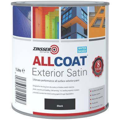 Zinsser Allcoat Exterior Satin Paint Black L Toolstation