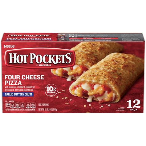 HOT POCKETS Four Cheese Pizza Frozen Sandwiches 12 Ct Box Frozen Food With Reduced Fat