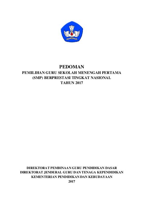 Pdf Pedoman Pemilihan Guru Sekolah Menengah Pertama Smp Berprestasi Tingkat Nasional Tahun