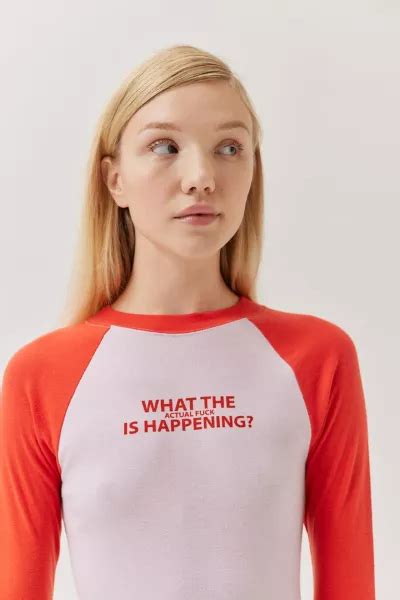 Uo What Is Happening Long Sleeve Raglan Tee Urban Outfitters