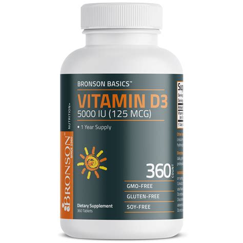 Bronson Vitamin D3 - 5,000 IU - 360 Tablets | Vitamins & Supplements ...