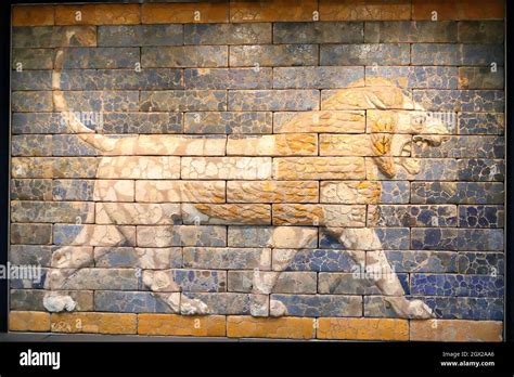 Lion, detail of the Ishtar Gate, British Museum, London, UK Stock Photo ...