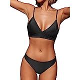 Amazon Cupshe Women S Bikini Swimsuit Ruched Thong Two Piece Bathing Suit S Rust Red