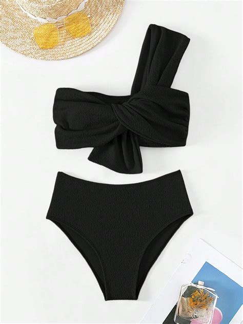 Bikini Unicolore Asym Trique Mode En Ligne Shein France