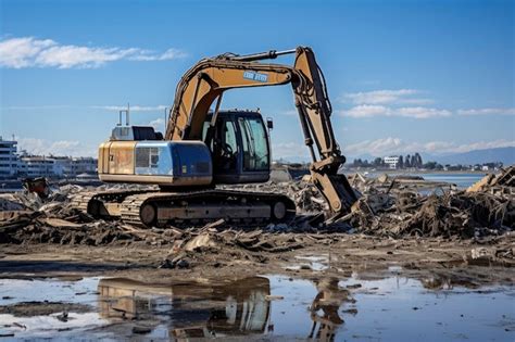 Premium Photo | Photo of an excavator digging the ground