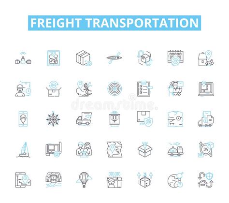 Freight Transportation Linear Icons Set Shipping Logistics Carrier