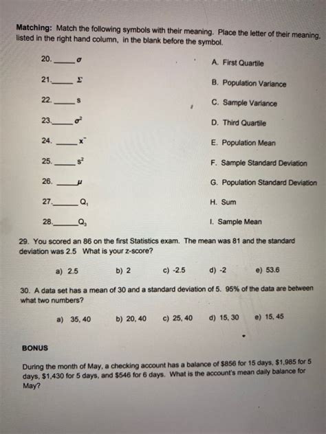 Solved Matching Match The Following Symbols With Their