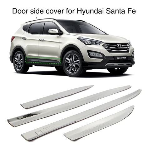 4Pcs Door Side Cover Molding Trim Guard For Hyundai Santa Fe IX45 2013