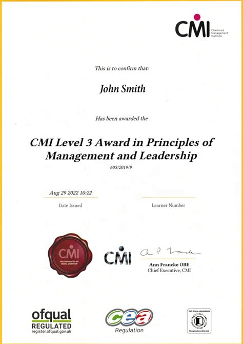 CMI Level 3 Award Principles Of Management And Leadership Manager