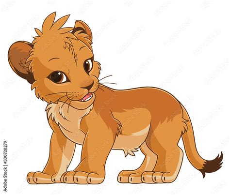 Cute cartoon lion cub Stock Vector | Adobe Stock