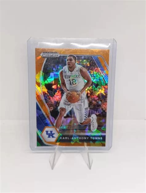 KARL ANTHONY TOWNS ORANGE Cracked Ice Prizm Draft Picks Panini