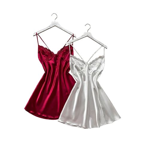 Piece Womens Satin Nightgowns Cross Low Back Lingerie Nightdress Sleeveless Camisole Sleep