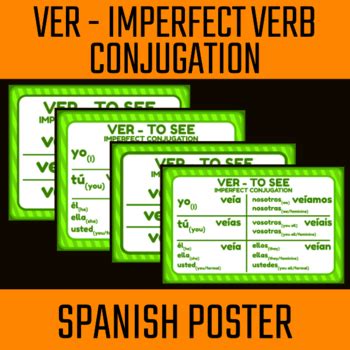 DIGITAL DOWNLOAD - Spanish Imperfect VER Verb Conjugation (2 STYLES, 2 ...