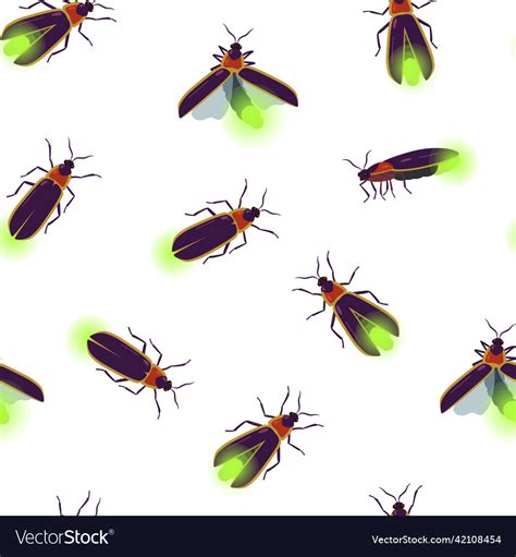 seamless pattern  firefly beetle flying vector image