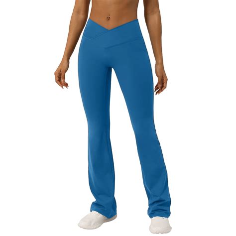 Htigea Womens V Cross Waisted Leggings High Waisted Butt Lifting Flare Pants Cozy Naked Feeling