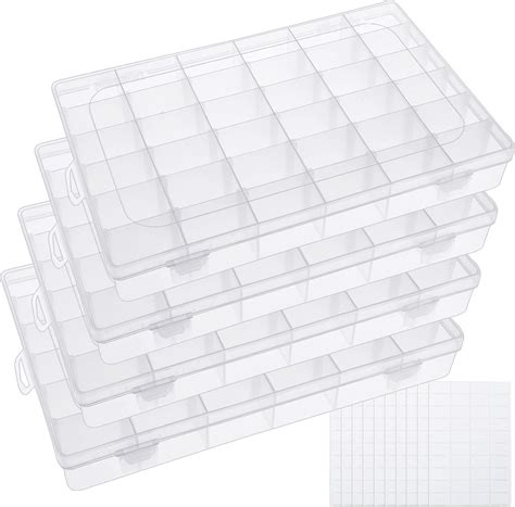 Amazon QUEFE 4 Packs 24 Grids Bead Organizer And Storage Plastic