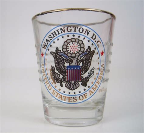 Vtg Shot Glass Washington Dc Presidential Gold Rim Raised Lines Shot Glass Printed Wine